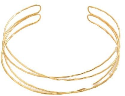 Danshinbow Legierung Metall offenen Kragen Runde Kreuzung Choker Schmuck Halskette für Frauen (Gold)