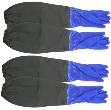 OUNONA 2 Paires Gants Caoutchouc Longs et Imperméables Lot pour Nettoyage de Cuisine et Tâches Ménagères Gants Réutilisables Caoutchouc Unique Couleur Bleu Mat