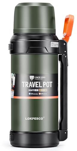 LOKPESCO Insulated Flask for Hot Drink 2L- Large Coffee Thermo Flask, 24 Hrs Hot|Cold, Stainless Steel Hot Water Bottle, Triple-Wall Insulated Oversized Vacuum Bottle, Leak-Proof, BPA-Free