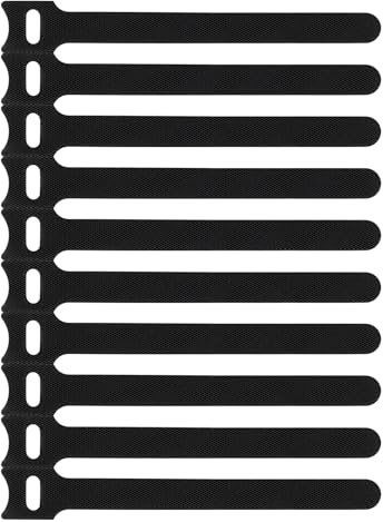 10 serre-câbles refermables noirs de 15 cm, réutilisables, bande pour organiser câbles à la maison, au bureau, etc.
