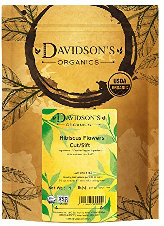 Davidson's Organics, Hibiscus Flowers C/S, Loose Leaf Tea, 16-Ounce Bag