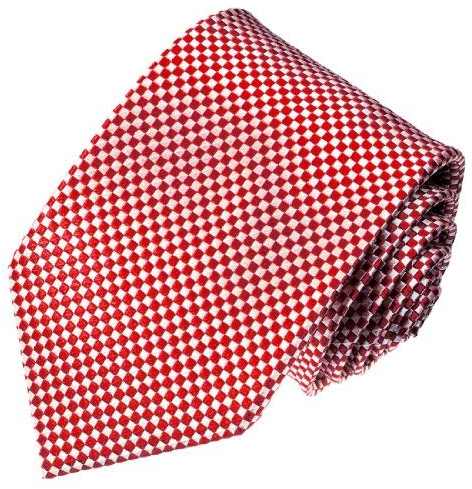 Lorenzo Cana - Karierte Marken Krawatte aus 100% Seide - rot weisse Karos - 84469