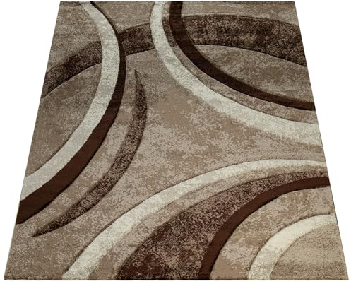 Paco Home Matta Vardagsrum Med Randigt Snitt Brunt Beige Creme Melerad, Storlek:200x290 cm