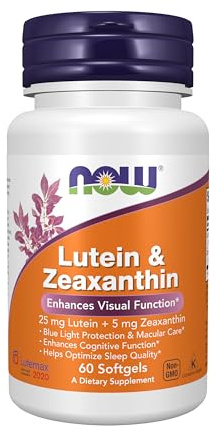 NOW Foods Supplements, Lutein & Zeaxanthin with 25 mg Lutein and 5 mg Zeaxanthin, 60 Softgels
