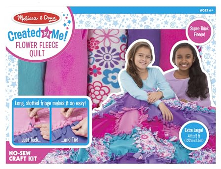 Melissa & Doug Created by Me! Flower Fleece Quilt No-Sew Craft Kit (48 squares, 4 feet x 5 feet)