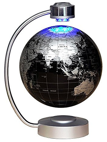 Magnetic Levitation Floating Globe NHSUNRAY 8'' Levitation Rotating Ball LED Illuminated World Map Earth for Desktop Office Home Decor (Black)