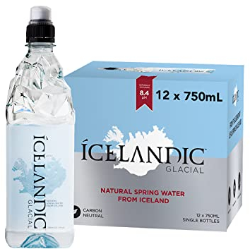 Icelandic Glacial Premium Still Water 750ml Sports Cap Recycled PET Bottles x 12 Per Pack – Alkaline/Low PH, Recycled Packaging,BPA Free,Carbon Neutral from Icelandic Spring.Low TDS & Mineral Content.