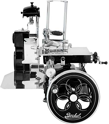 Berkel Volano Tribute handbetriebene Aufschnittmaschine mit Blütenverziertes Schwungrad und Messerdurchmesser 300 mm Schwarz
