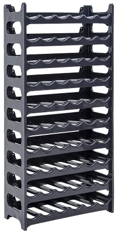 Novaliv Modulares Flaschenregal für 60 Weinflaschen - Weinregal Kunststoff stapelbar, Schwarz, Recycelt, Erweiterbar, Robust - Ideal für Weinlagerung in Keller, Gastronomie & Zuhause, Getränkeschrank