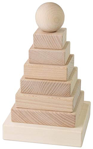 LAUBLUST Stapelturm aus Buchenholz - Lernspiel & Motorikspielzeug für Kinder - Natur, ca. 11 x 11 x 19 cm - Handmade