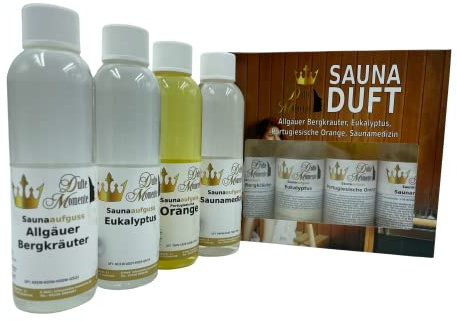 Dufte Momente Saunaaufguss Set 4x250ml - Profi Saunaduft Konzentrat mit Natur- & Duftölen, vegan | Made in Germany