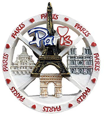 Wedare Magnet Souvenir Runde Kühlschrankmagnet-Andenken-Harz-Sammlung Paris Frankreich 3D, Paris-Kühlschrankmagnet-Geschenk-magnetische Aufkleber-Hauptküchen-Dekoration