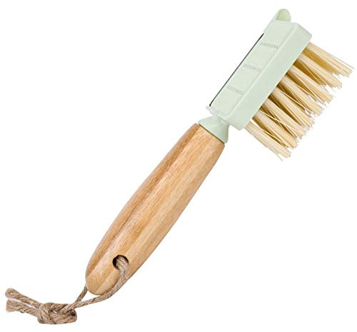 Kasfam cleaning brush vegetable brush with resistant bristles potato brush with peeler with grater wooden handle