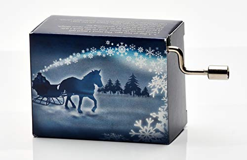 Spieluhr mit dem beliebten Weihnachtslied Jingle Bells (Kurbelwerk, Mini-Drehorgel, Spieldose, Musik Box) schönes Geschenk im kunstvoll bedruckten Karton mit abgedruckten Liedstrophen