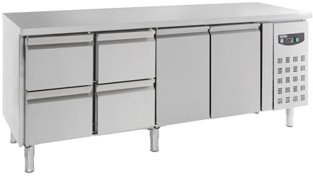 Table Réfrigérée Professionnelle 4 Tiroirs et 2 Portes - 553 L - Combisteel - R600a - Rvs Aisi 2012553Pleine 2230x700x850mm