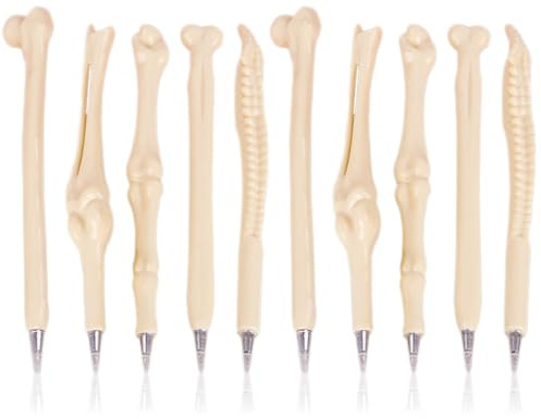 KKTICK 10 Stück Neuheit Knochen Kugelschreiber, 0,5mm Blau/Schwarz Tinte | Neuheit Knochen Design Ballpiont,Neuheit Finger Knochenstifte,für Krankenschwester Doktor Künstler Büro Briefpapier Geschenk