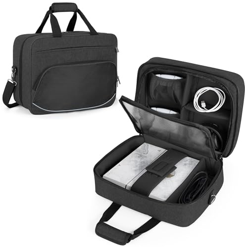 Trunab Bolsa Compatible con PS5/PS5 Slim/PS4/PS4 Pro/PS4 Slim/Xbox One/Xbox One X/Xbox One S/Xbox Series S, Bolsa Viaje Trasporte con Múltiples Bolsillos para Consola de Juegos, Negro