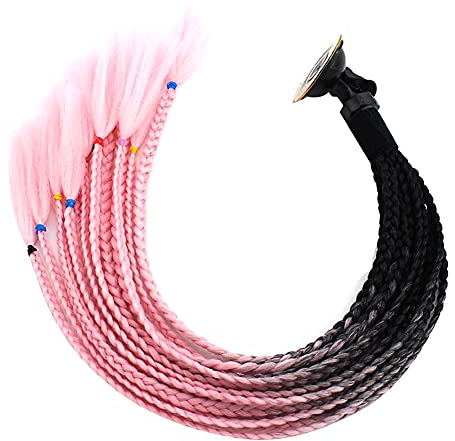 Abnehmbarer Motorradhelm Dekoration, Motorrad Helm Perücke Helm Zöpfe Mehrfarbige Dazzle Pferdeschwanz Perücke mit Saugnapf für Motorrad Fahrrad Helm Dekor