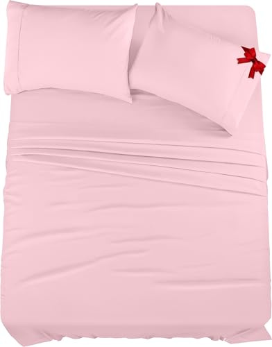 Utopia Bedding Juego de sábanas tamaño Queen, Ropa de Cama de 4 Piezas, Microfibra cepillada, Resistente al Encogimiento y a la decoloración, fácil Cuidado (Queen, Rosa)
