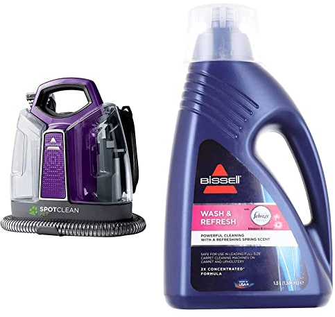 BISSELL SpotClean Pet Portable Carpet Cleaner | Remove Spots, Titanium & Purple & Wash & Refresh Febreze Carpet Shampoo | For Use With All Leading Upright Carpet Cleaners | 1078N