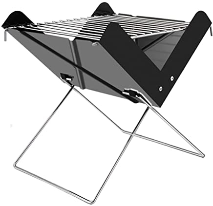 Tragbarer Holzkohle-BBQ-Grill Barbecue Camping Grill Mit Abnehmbarem Kochgitter Falten Rostfreier Stahl Outdoor BBQ Grill Für 4-6 Personen Für Garten, Balkon, Reisen, Campingparty 30X26,5X30cm