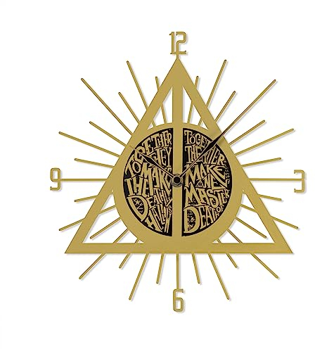 Disney Harry Potter Gold The Deathly Hallows Shaped Wall Clock HP3040