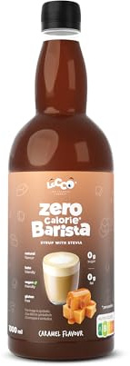 LoCCo Sciroppo Caramello Zero Calorie - Topping per Caffè e Bevande - Sciroppo Zero Senza Zucchero, Gusto Intenso Vegan Coffee Syrup
