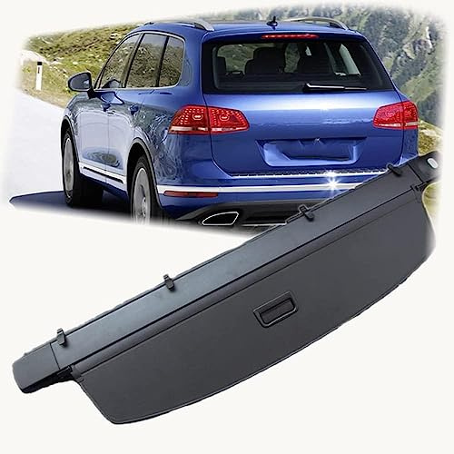 NOVSKI Einziehbarer Auto Laderaumabdeckung Rollo,für VW Touareg 2011 2012 2013 2014 2015 2016 2017 2018 Kofferraum Schutz Abdeckung Cargo Cover Dekoration Zubehör.