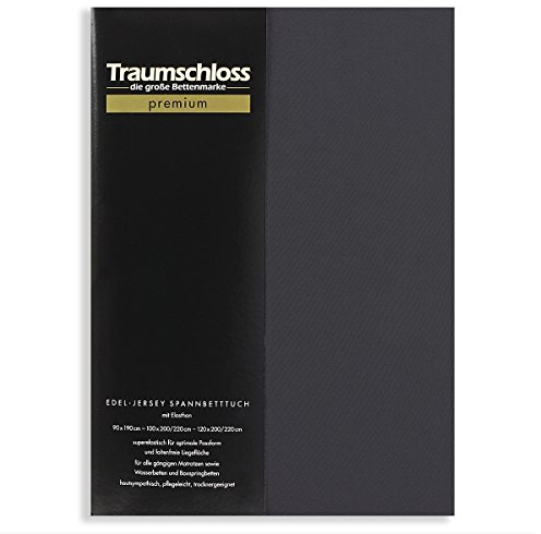 Traumschloss Edel-Jersey Spannbetttuch Topper | Mako Baumwolle mit Elasthan | Hautsympathisch, samtweich & angenehm zur Haut 180-200x200-220 anthrazit