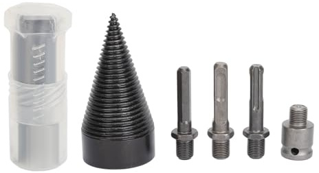 5 Stück Holzspalter-Bohrer, abnehmbare Stahl Brennholz Kegel Bohrer, Bohrer Schraube Kegel Treiber, runden Schaft Bits und Sechskant-Bits für verschiedene Arten von Bohrern (50MM)