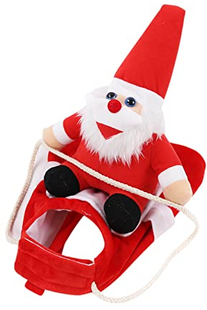 Kielsjajd Hundepulli Fleece Weihnachten Großer Weihnachtsmann Outfit Dekoration Kleidung Mittlerer Hund Weihnachtsmann Reiten Haustierkleidung Hundepullover Für Dackel (Red, XXL)