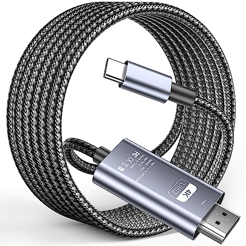 USB C auf HDMI Kabel 4K@60Hz 3M Geflochtener USB Typ C zu HDMI Adapter für Heimbüro Thunderbolt 4/3 Kompatibel mit MacBook Pro 2021/2020, MacBook Air,iPad Pro 2021, Surface Book 2,Galaxy S23 S22