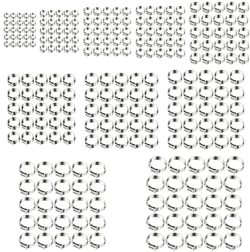 Kamtop 200 PCS Schlauchschellen Set 10 Größen 7–21 mm einstellbare Schlauchklemmen Rohrschellen Schraubschellen Schlauchschelle 304 Edelstahl Schellen für Pool, Waschmaschine, Teich und Garten