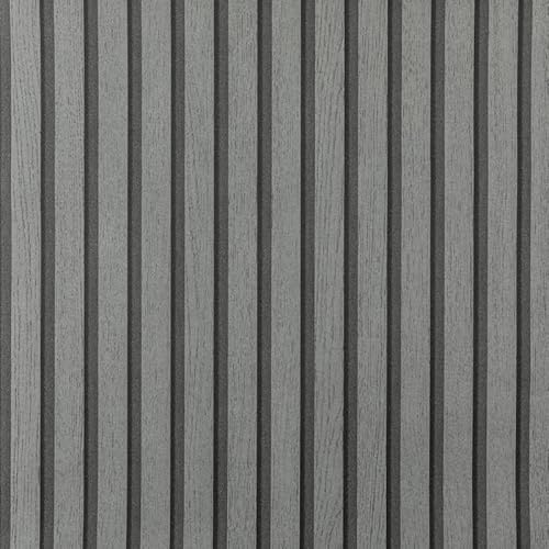 Trafagala 53 * 950cm Wood Slats Wallpaper Natural Wooden Slats Panelled Wallpaper Roll Wooden Slat Wood Effect Modern Realism Contemporary Feature Wall Dark Grey