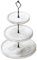 3 Tiers Cake Display Stand, Wooden Afternoon Tea Stands, Round Cup Cake Fruit Dessert Party Server Plates Stands, Food Serving Platter Stand with Metal Handle for Party Birthday Wedding (Old white)