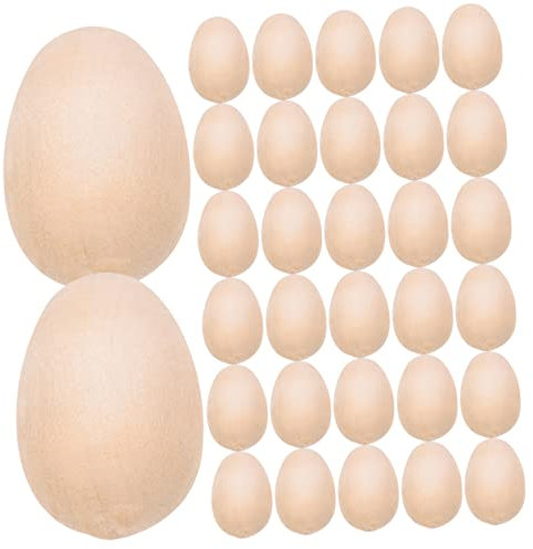 WESIEVYA 50stücke Holz Eier Unfinished Blank Holz Eier Spielzeug Handwerk Dekoration Bemalen Bastelmaterial Für Junge Mädchen
