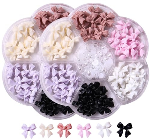 2-pack rosettnagel, nagelkonst, nagelrosetter, färgglad rosett för nagel 3D-rosettknut nagelkonst färgglada nageldekorationer set för gör-det-själv juvelstenar, nagelkonst, strass stil 1