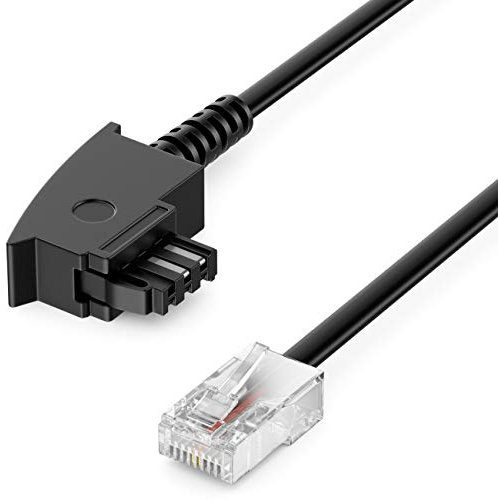 deleyCON 30m Câble de Routeur TAE-F Sur RJ45 (8P2C) Câbles de Raccordement 99% Cuivre AWG 28 Compatible avec DSL ADSL VDSL Fritzbox Internet Toupie vers la Prise Téléphonique TAE Noir