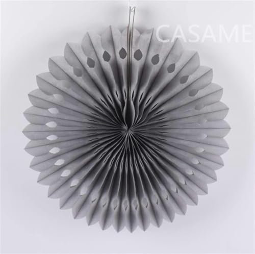 Faltbarer Handfächer, Handventilator aus Bambus, 5 Stück, 20,3 cm, Papierfächer, Hintergrund, dekorative Party, Papierbasteln, DIY, hängende Seidenpapierblume, grau