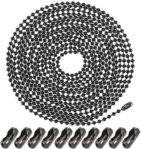 2 Stück 300 cm Kugelkette Edelstahl Gliederkette 3 mm Kugelkette Schwarz Edelstahlkette mit 40 Kugelketten Verbinder Schmuckkette für DIY Armband Halskette Schlüsselanhänger Kugel Kette