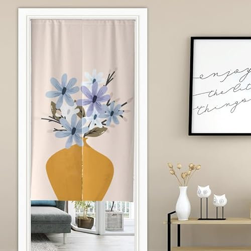 Küchenvorhänge Blaue Orange Blume Scheibengardinen Polyester Vorhänge Kurz Waschbar Raumteiler Vorhang Türvorhang Langlebig Küchenvorhang Kurze Gardinen Verdickung Tür Vorhang 70x150cm