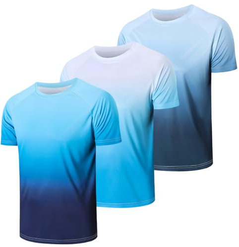 Cimic 3 Pack Camisa UV Hombres Rashguard UPF 50+ Camisas de Protection UV | Diseño con degradado de colores, secado rápido y transpirable, UPF 50+ protección UV, ideal para gimnasio, correr y baño