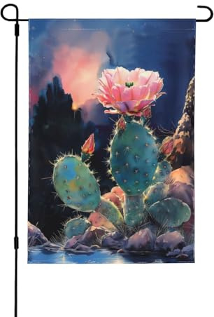 Flower De Cactus Banderas De Jardín Doble Cara Bandera De Vacación Duradero Bandera Pirata Decorativa Para Fiesta Navidad Balcón 30X45Cm