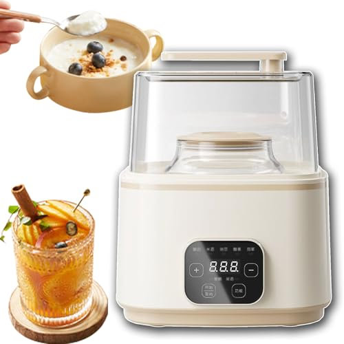 OZMDXKJ Máquina Yogur Gran Capacidad, Máquina Fermentación Automática Yogur 1 a 2L 2 Modos Fermentación: Fermentación Completamente Cerrada/Semicerrada para Encurtidos Yogur,White