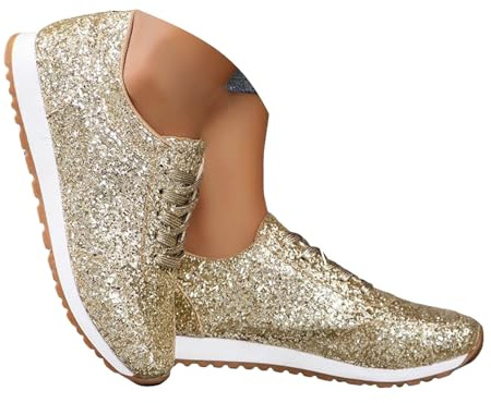 Dasongff Femme Baskets Plateforme, Baskets Décontracté Paillettes Brillant Sneakers Mode Chaussures De Marche à Lacets Basquet Running Tennis Légères Basket Confort Chic Respirantes Athlétiques