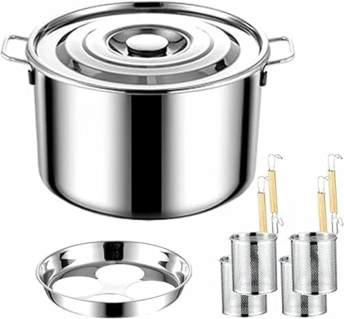 Pastatöpfe, Pastatopf mit Sieb, Edelstahltopf zum Kochen von Nudeln und Gemüse, 4 kommerzielle Suppenspiellöcher mit Deckel (B 4 Löcher)