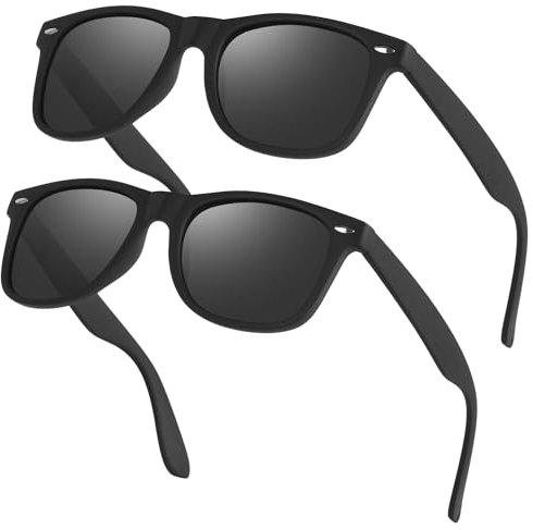 Gtievruo Occhiali da Sole da Uomo Polarizzati Quadrati Occhiali da Sole Retrò Protezione UV400 Occhiali Vintage per Uomo Donna Guida Pesca x Pacco di 2 Occhiali