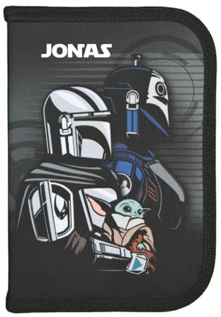 Undercover Federmappe Star Wars Jungen, Personalisiert mit Name, Federtasche DarthVader mit Inhalt Stiften, Schüleretui Grundschule Schulanfang Kinder, grau