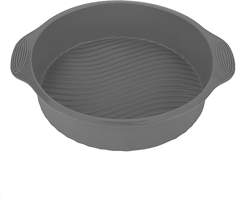 ANKROYU Moule à gâteau rond en silicone de haute qualité, durable, 23 cm, antiadhésif, passe au four, au lave-vaisselle, au -ondes, design ondulé, facile à démouler, pour les boula (Gris)