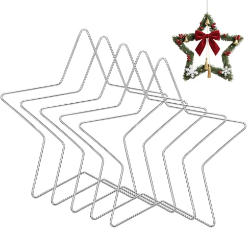 5 Stück Silber Metallring Stern, Metallringe zum Basteln, Metallsterne zum Basteln, Metallring 20 cm für Dekoringe zum Hängen, Traumfänger Ringe, Hochzeitskränzen, Bastelarbeiten